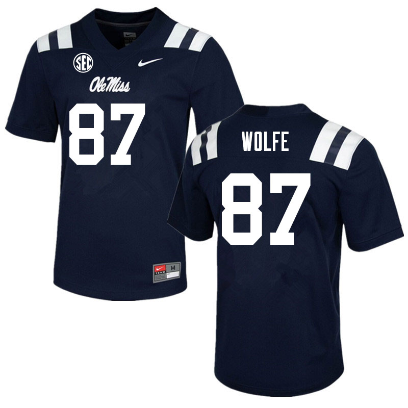 Hudson Wolfe Ole Miss Rebels NCAA Men's Navy #87 Stitched Limited College Football Jersey QQR1058NU